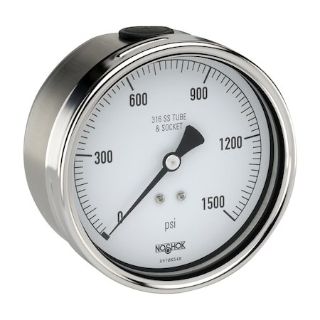 Pressure Gauge, 2.5 304SS Case, 316SS Internals, 60 Psi, 1/4 NPT Male Bottom Conn, -40 Degree Service Filled, Maximum Indicating Pointer